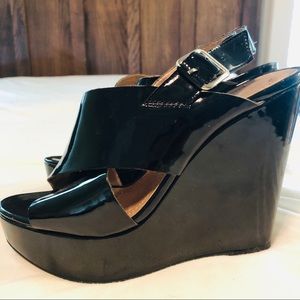 BCBG Glossy Black Wedge
